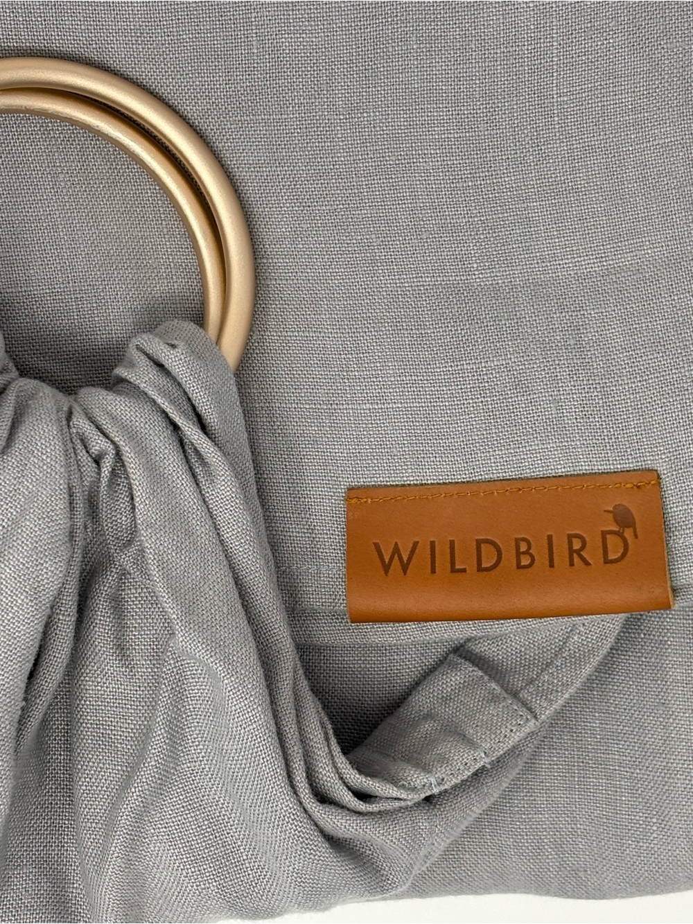 WildBird Linen Ring sling with Rose Gold Rings in Owl (Light Gray)